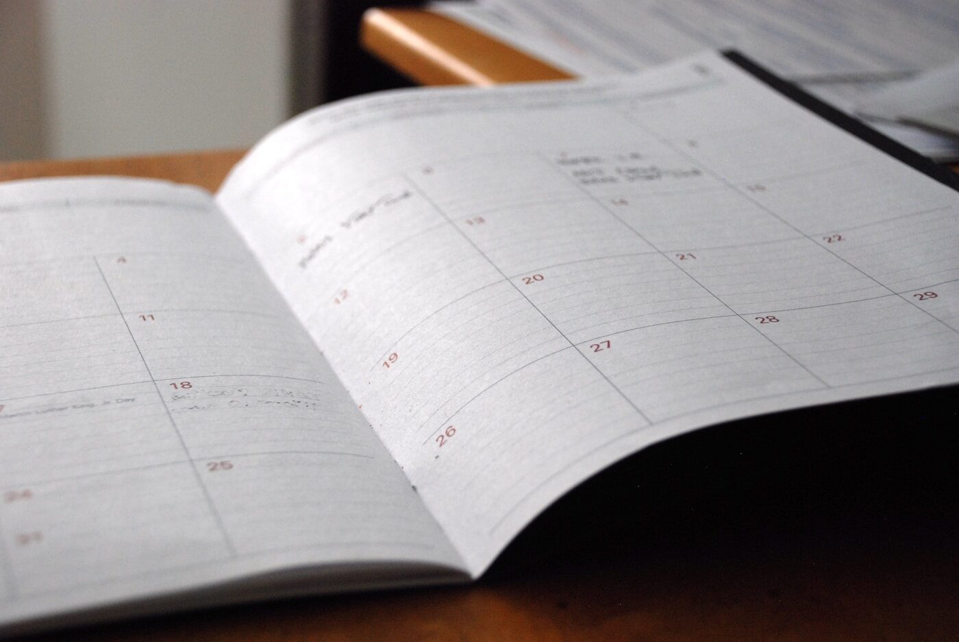 An open yearly planner