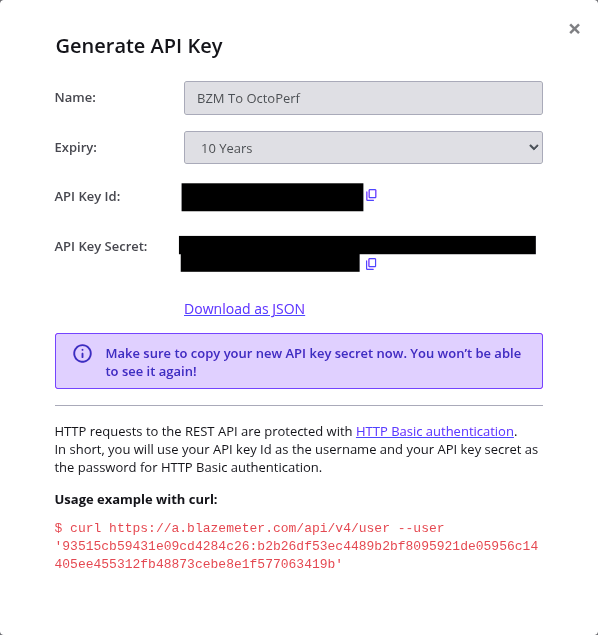 BlazeMeter API Keys
