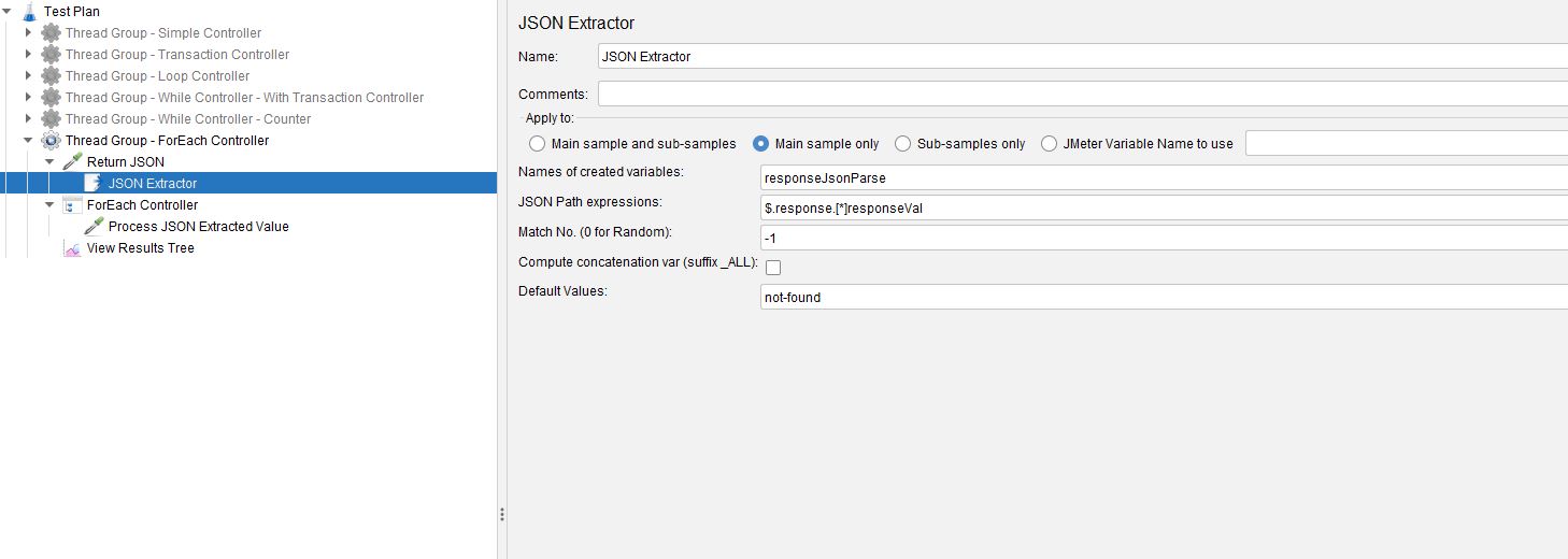 JMeter JSON Extractor