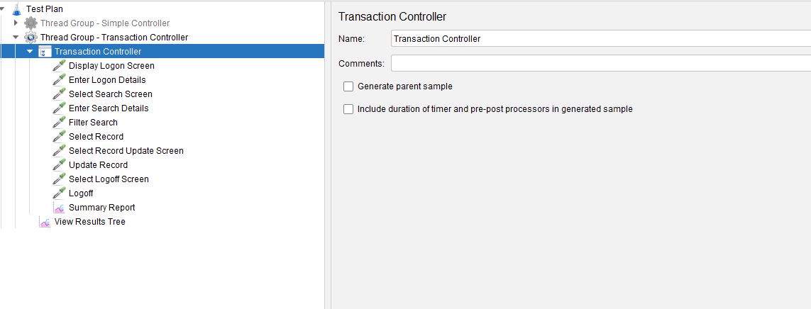 JMeter Transaction Controller Test Plan