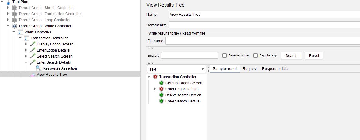 JMeter While Controller View Results Tree