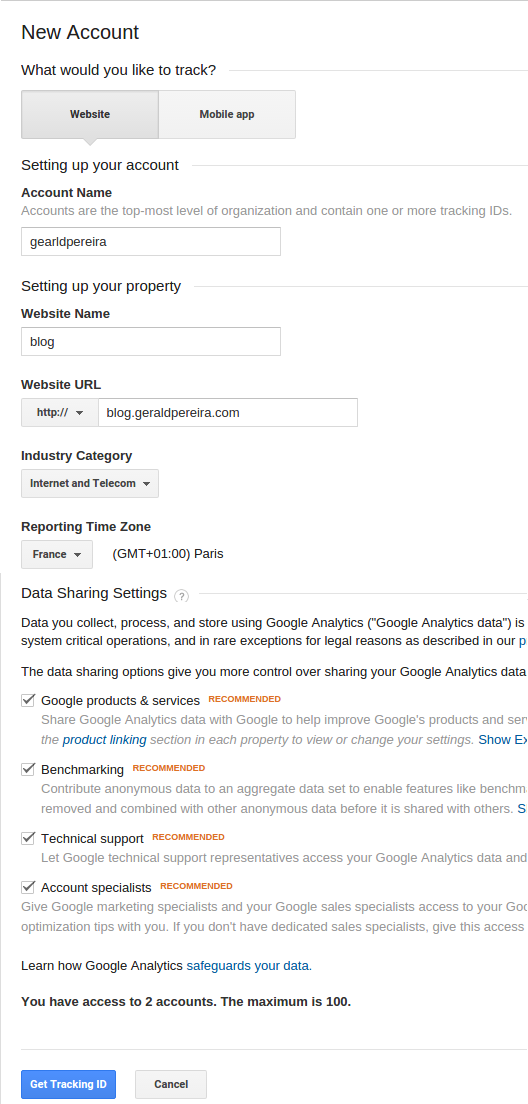 Google Analytics Get tracking Id