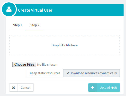 Virtual User Import Wizard Step 2