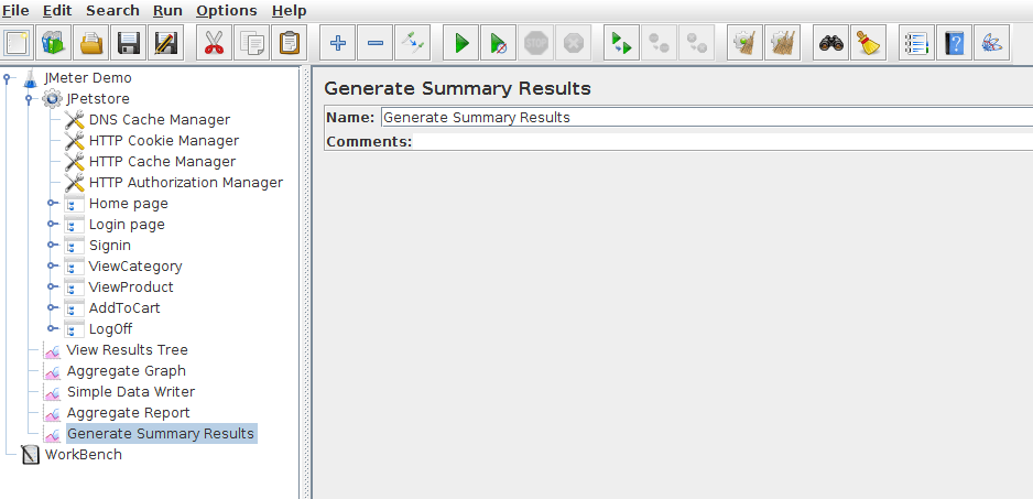 JMeter Summary Results Settings