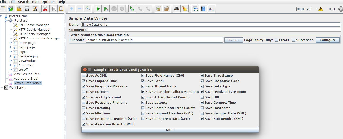 JMeter Simple Data Writer