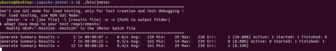 JMeter Summary Results