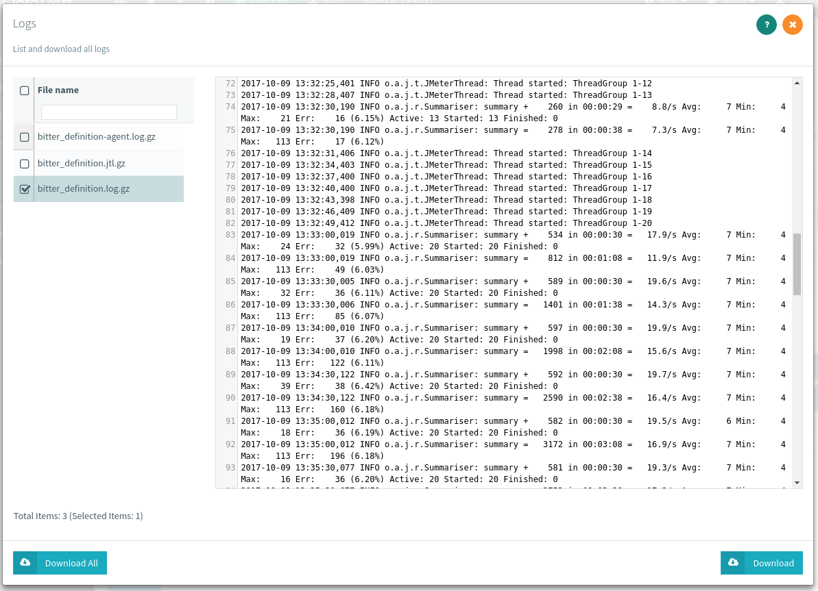 OctoPerf JMeter Logs