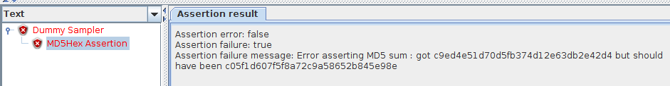 JMeter MD5Hex Assertion Failure