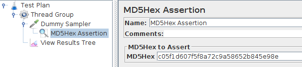 JMeter MD5Hex Assertion
