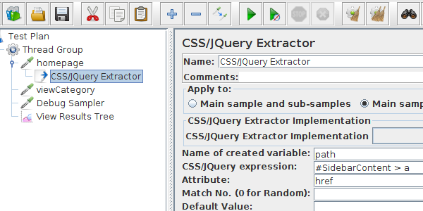 JMeter CSS JQuery Extractor