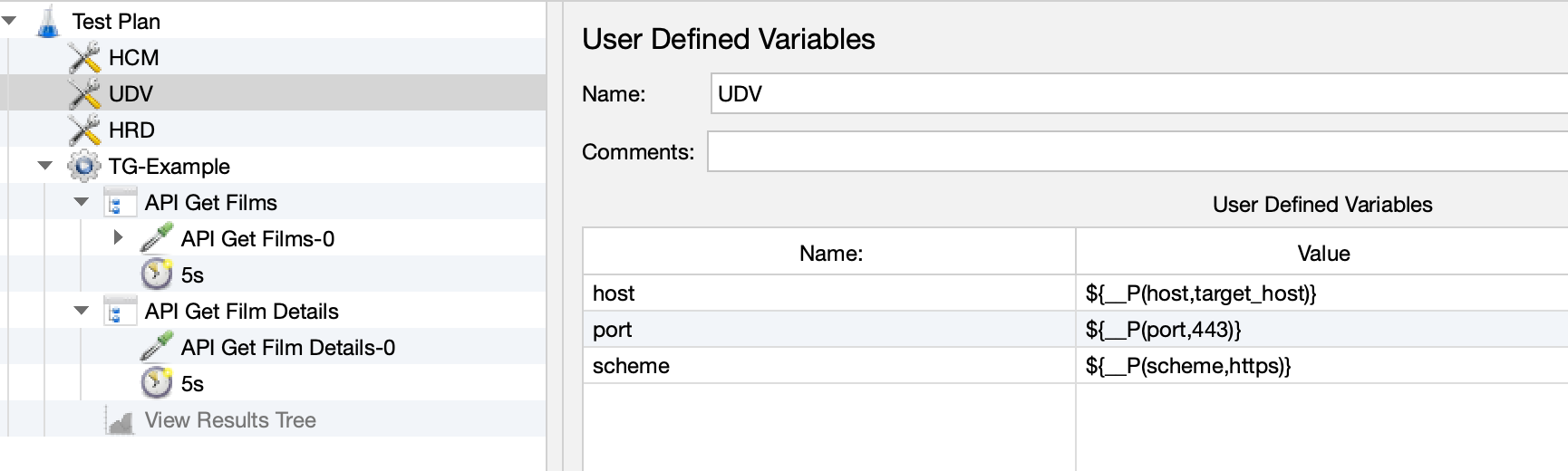 user defined variables