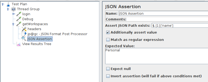 JMeter Json Response Assertion