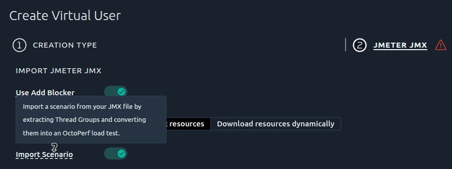 Import Scenario Checkbox