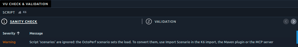 The sanity check warning