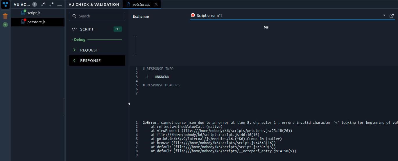A script error in the validation