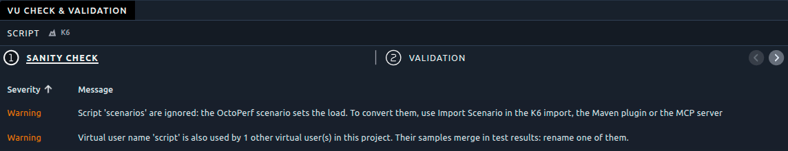 The sanity check warning on a duplicate name