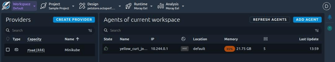 The Kubernetes agent of the Minikube provider