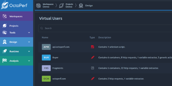 OctoPerf's new UI - Overview changes