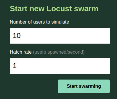 Locust Web UI Swarming