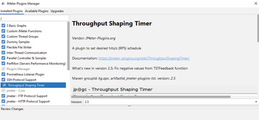 Throughput Shaping Timer Plugin