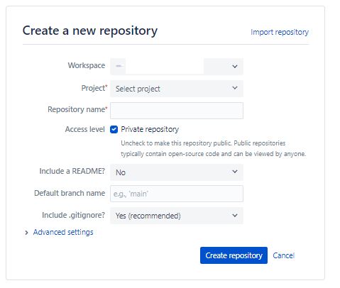 Create repository dialog